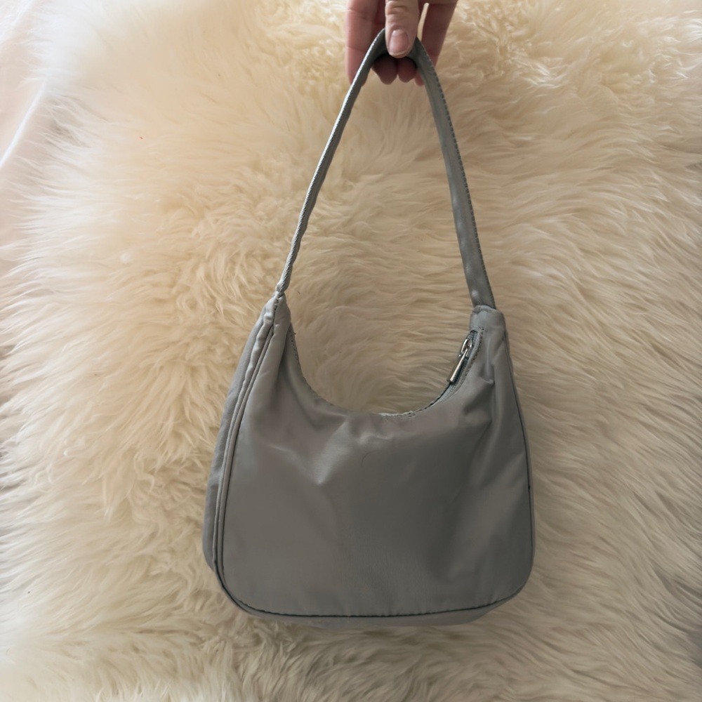 Grey nylon shoulder bag
